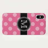 Coques Case-Mate iPhone Motif de point rose Polka Monogramme (Dos (Horizontal))