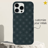 Coques Case-Mate iPhone Motif de points bleus classiques avec initiales et