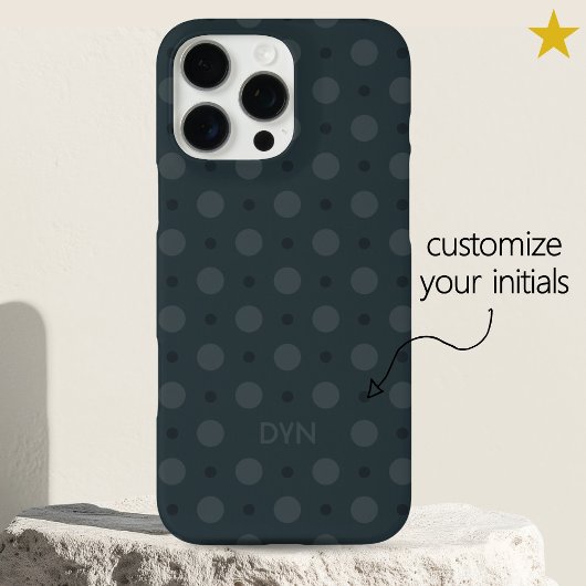 Coques Case-Mate iPhone Motif de points bleus classiques avec initiales et