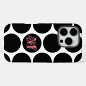 Coques Case-Mate iPhone Motif de points noirs - Initiale personnalisée (Verso (horizontal))