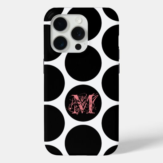 Coques Case-Mate iPhone Motif de points noirs - Initiale personnalisée (Verso)