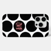 Coques Case-Mate iPhone Motif de points noirs - Initiale personnalisée (Verso (horizontal))