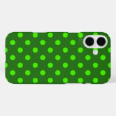 Coques Case-Mate iPhone Motif de points noirs verts sur fond vert  (Verso (horizontal))