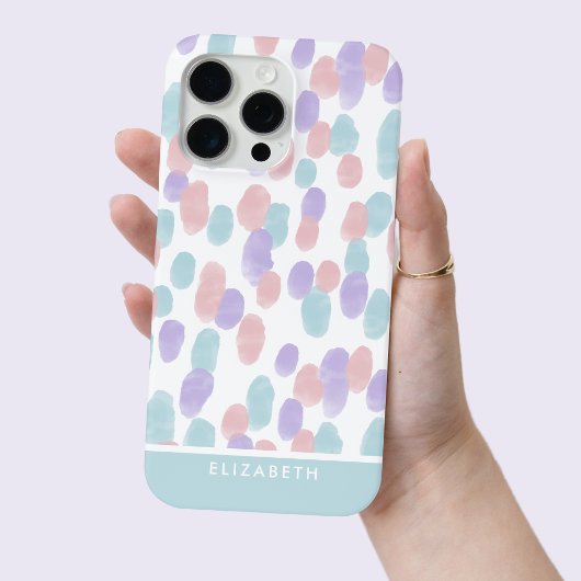 Coques Case-Mate iPhone Motif de points pastel à l'aquarelle moderne perso