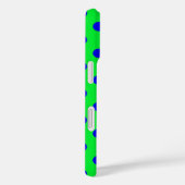 Coques Case-Mate iPhone Motif de points polka bleus sur fond vert  (Verso / Droite)