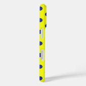Coques Case-Mate iPhone Motif de points polka jaunes et bleus (Verso / Droite)