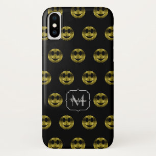 Case-Mate iPhone Case Motif de pois amusants or noir avec monogramme de