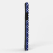 Coques Case-Mate iPhone Motif de pois de bleu marine et de blanc (Dos/Droite)