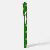 Coques Case-Mate iPhone Motif de pois roses sur fond vert (Verso / Gauche)