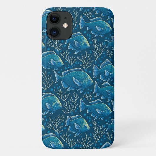 Coques Case-Mate iPhone Motif de poisson bleu (Dos)