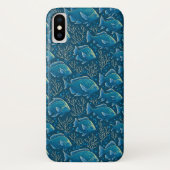 Coques Case-Mate iPhone Motif de poisson bleu (Dos)