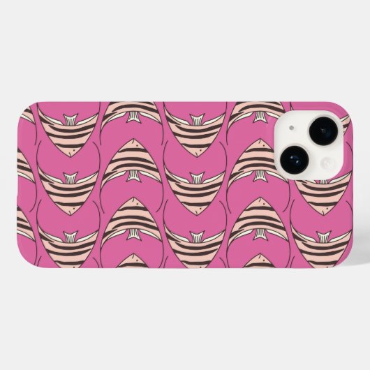 Coques Case-Mate iPhone Motif de poisson rose (Verso (horizontal))