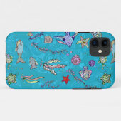 Coques Case-Mate iPhone Motif de poisson turquoise (Dos (Horizontal))