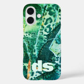 Coques Case-Mate iPhone Motif de poster de animal de léopard vert de monog (Verso)