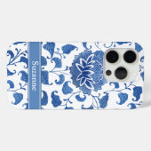 Coques Case-Mate iPhone Motif de poterie chinoise de Lotus Bleu Blanc (Verso (horizontal))