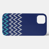 Coques Case-Mate iPhone Motif de préppie zig zag de chevron bleu (Verso (horizontal))