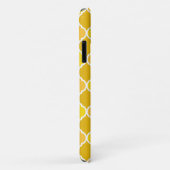 Coques Case-Mate iPhone Motif de Quatrefoil jaune avec Monogramme gris (Dos/Droite)