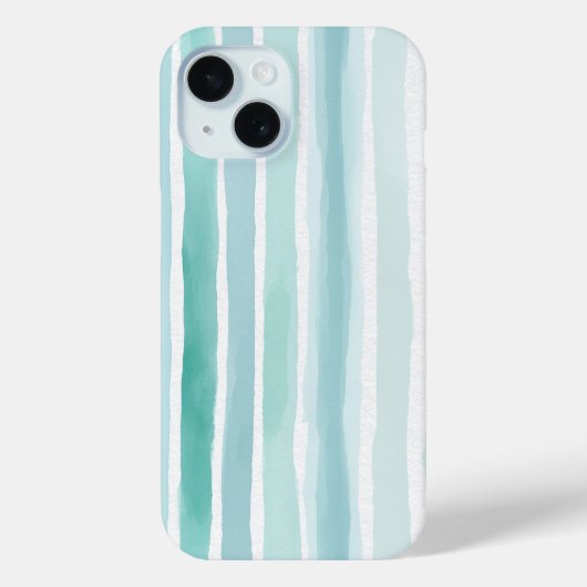 Coques Case-Mate iPhone Motif de rayure verticale aqua aquarelle Côte (Verso)