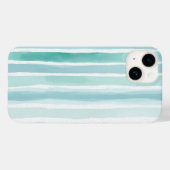 Coques Case-Mate iPhone Motif de rayure verticale aqua aquarelle côtier  (Verso (horizontal))
