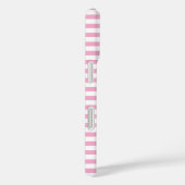 Coques Case-Mate iPhone Motif de rayure verticale rose et blanc (Verso / Droite)