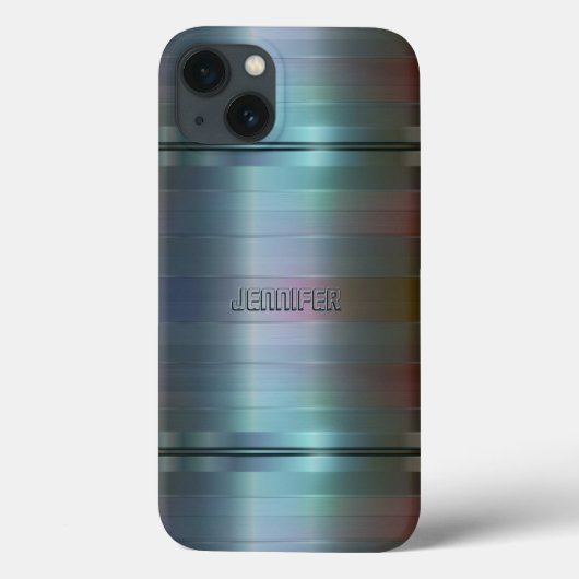 Coques Case-Mate iPhone Motif de rayures gris-bleu métallisé (Verso)