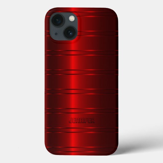 Coques Case-Mate iPhone Motif de rayures rouges métalliques monogrammes (Verso)