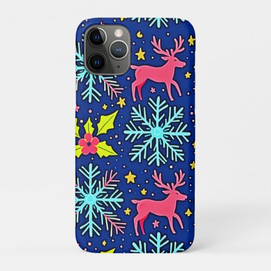 Coques Case-Mate iPhone Motif de rennes de Noël bleu cool Design (Dos)