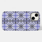 Coques Case-Mate iPhone Motif de répétition Abstrait blanc violet (Verso (horizontal))