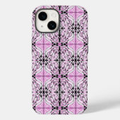 Coques Case-Mate iPhone Motif de répétition Abstrait rose noir blanc (Verso)