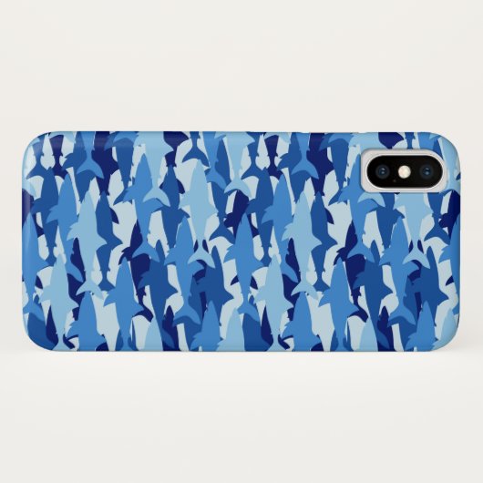 Coques Case-Mate iPhone Motif de requin bleu| Monogramme 2 (Dos (Horizontal))