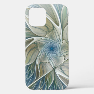 Case-Mate iPhone Case Motif de rêve floral Abstrait Bleu Kaki Fractal