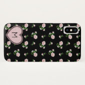 Coques Case-Mate iPhone Motif de rose rose époustouflant monogrammé (Dos (Horizontal))