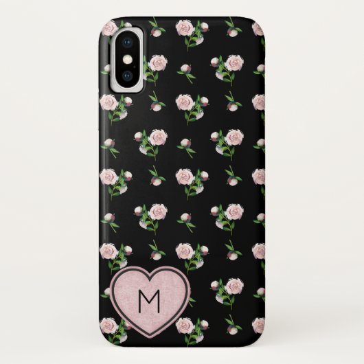 Coques Case-Mate iPhone Motif de rose rose époustouflant monogrammé (Dos)