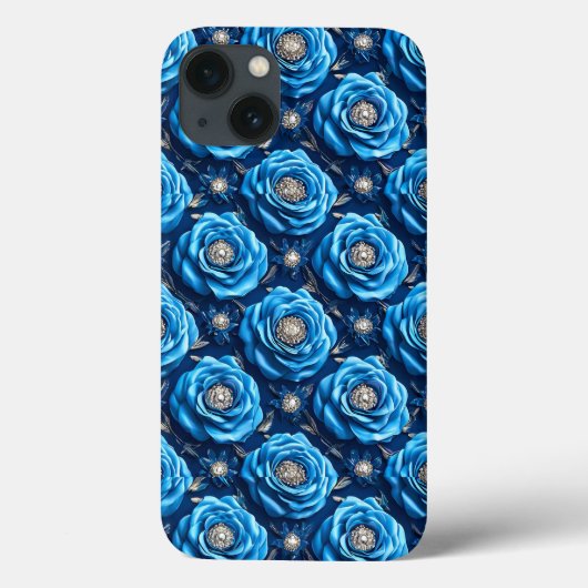 Coques Case-Mate iPhone Motif de roses 3d bleues (Verso)