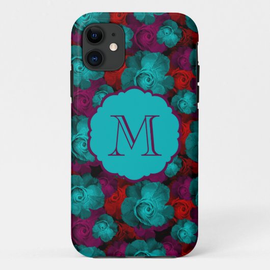 Coques Case-Mate iPhone Motif de roses gras funky Monogramme (Dos)