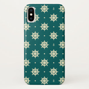 Coque iPhone X Motif de roue de navire Vintage