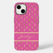 Coques Case-Mate iPhone Motif de Seahors rose et or avec Monogramme (Verso)