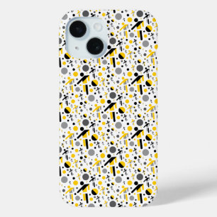 Coque Pour iPhone 15 Motif de silhouette de football jaune noir mignon