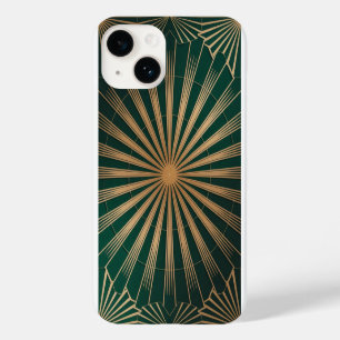 Coque Pour iPhone 14 Motif de soleil radieux Art Déco doré