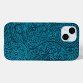 Coques Case-Mate iPhone Motif de spirale Turquoise bleu (Verso (horizontal))