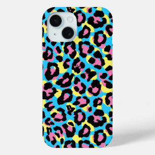 Coque Pour iPhone 15 Motif de Spots Neon Leopard