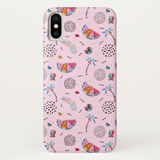 Coques Case-Mate iPhone Motif de style Pink Memphis (Dos)