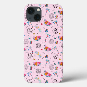 Etui iPhone 13 Motif de style Pink Memphis