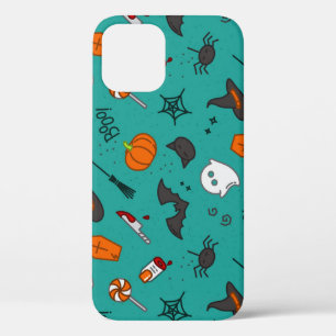 Case-Mate iPhone Case Motif de style plat Halloween Turquoise.