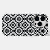 Coques Case-Mate iPhone Motif de symboles BW+gris Aztec stylisé (Verso (horizontal))