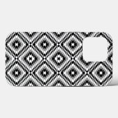 Coques Case-Mate iPhone Motif de symboles BW+gris Aztec stylisé (Verso (horizontal))