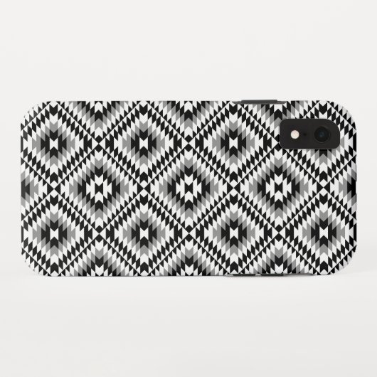 Coques Case-Mate iPhone Motif de symboles BW+gris Aztec stylisé (Dos (Horizontal))