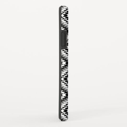 Coques Case-Mate iPhone Motif de symboles BW+gris Aztec stylisé (Dos/Droite)