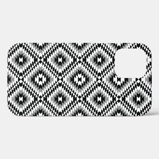 Coques Case-Mate iPhone Motif de symboles BW+gris Aztec stylisé (Verso (horizontal))