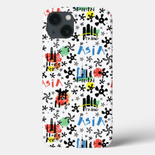 Etui iPhone 13 Motif de symboles de l'Asie